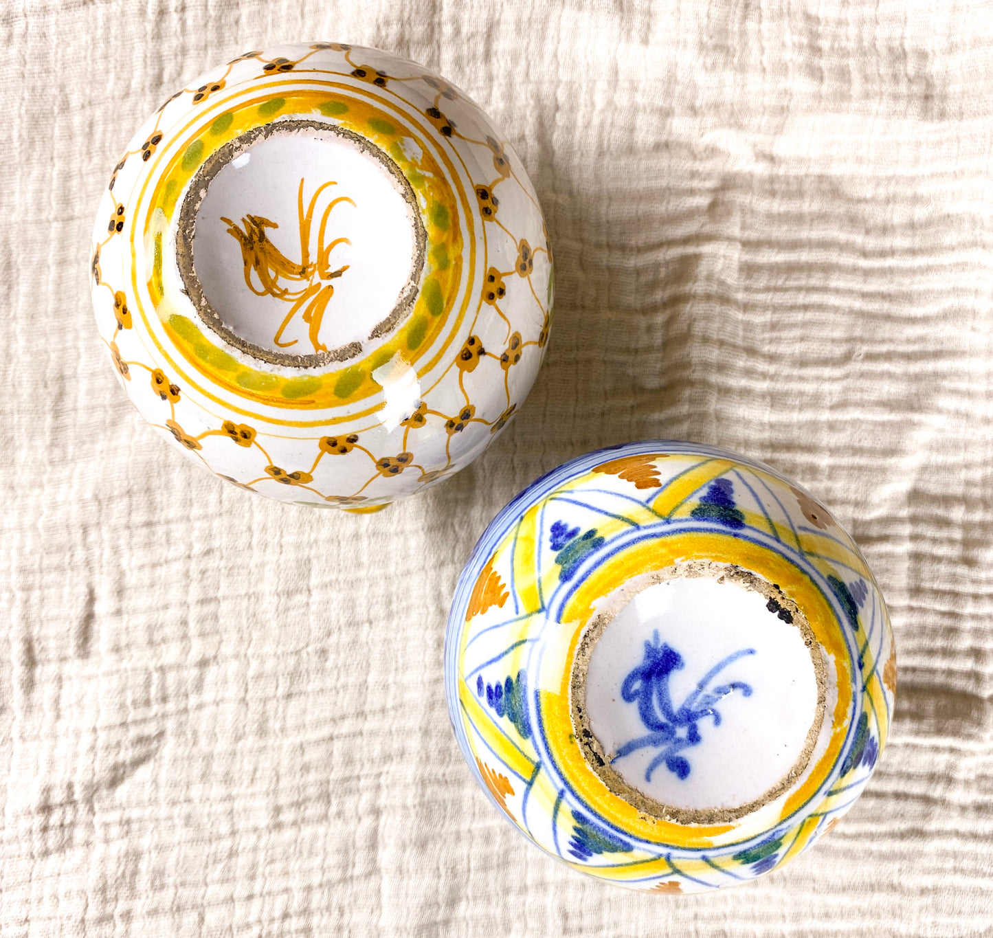 Italian Maiolica Bud Vases Cockerel Mark