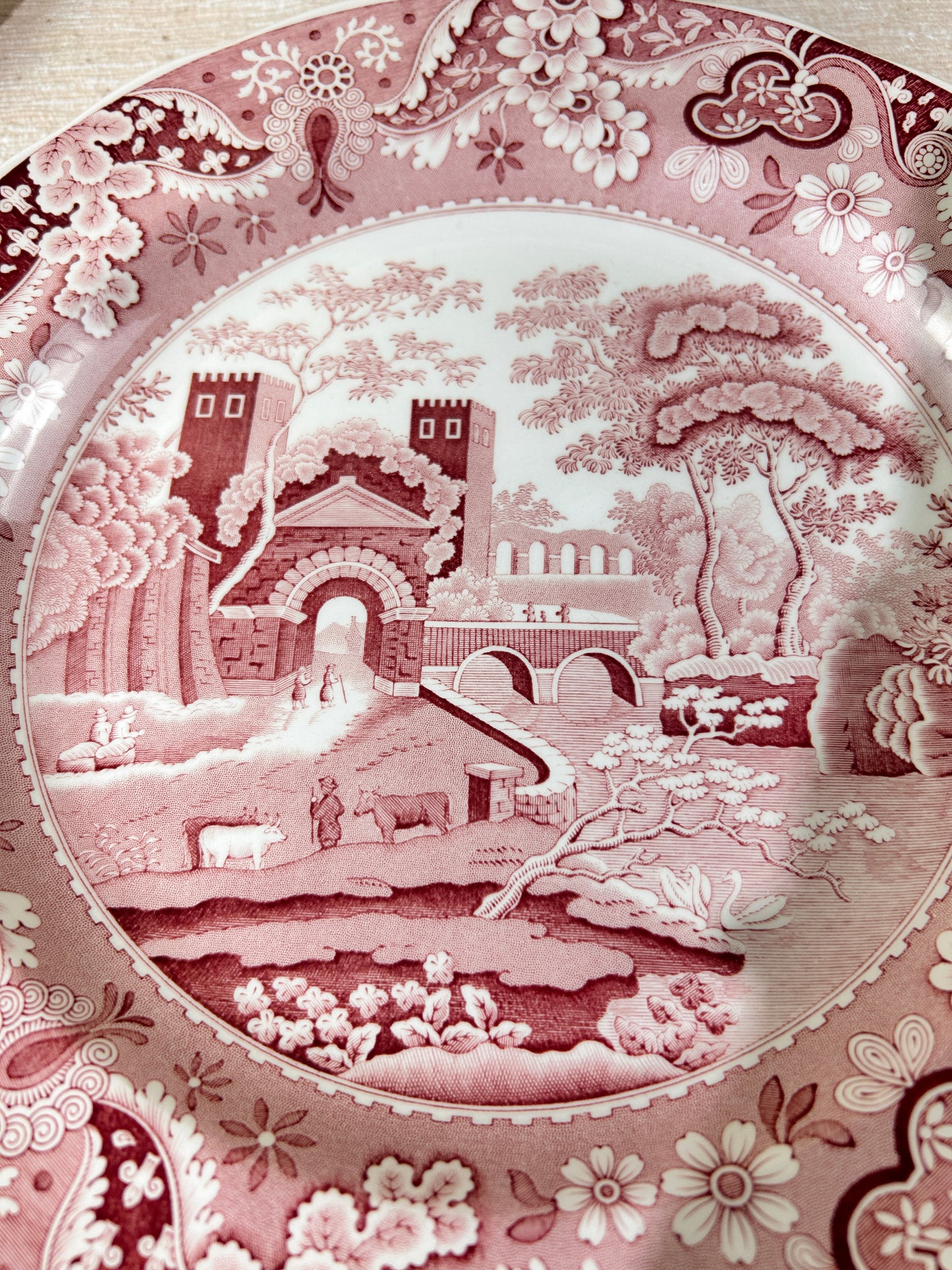 Spode Archive Collection Red & White Plate Aesop's Fables Castle