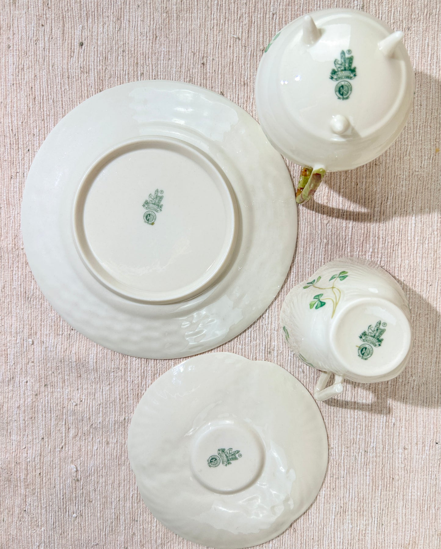 Belleek Harp Shamrock & Shamrock 65-80 Tea Cup Set Selection