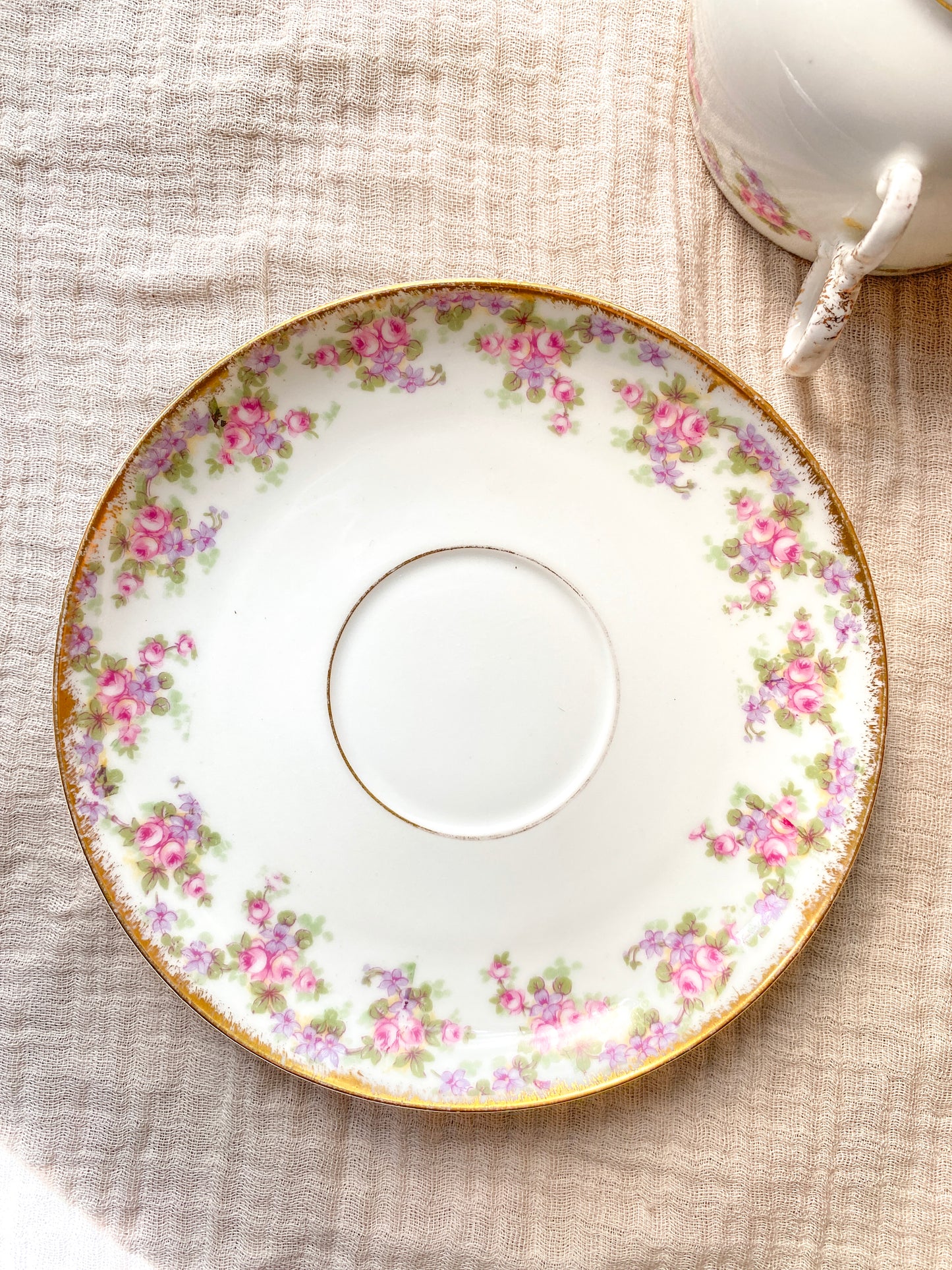 Limoges Floral Gold Tea Cup and Saucer