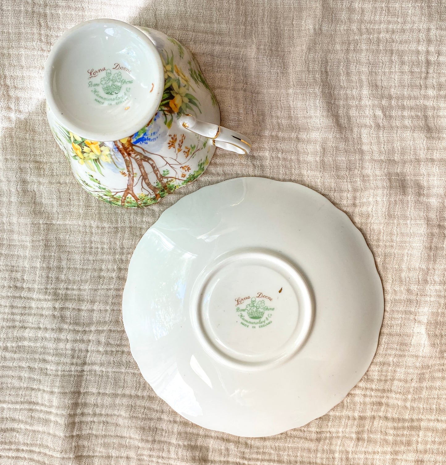 Vintage Hammersley Lorna Doone Bone China Teacup & Saucer Set