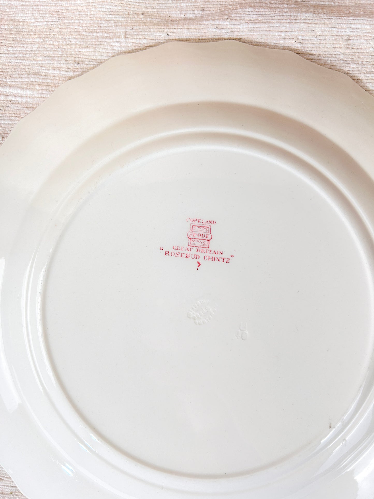 Copeland Spode Rosebud Chintz Bread Dinner Plates & Soup Bowls Pink Vine