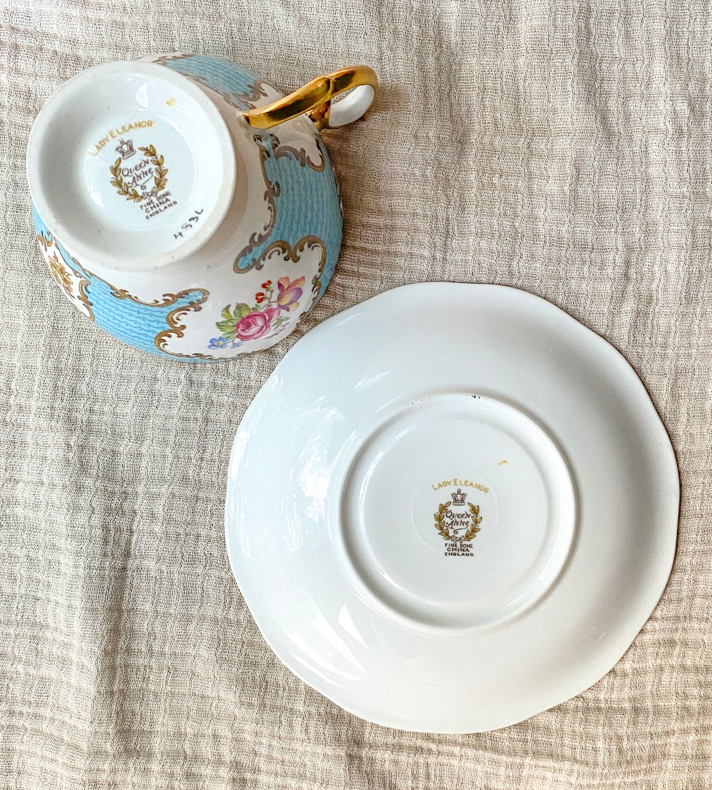 Vintage Queen Anne Lady Eleanor Fine Bone China Teacup & Saucer Set