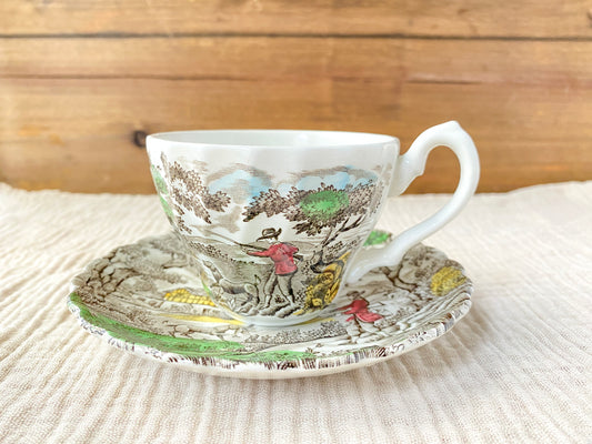 Vintage Myott The Hunter Teacup and Saucer