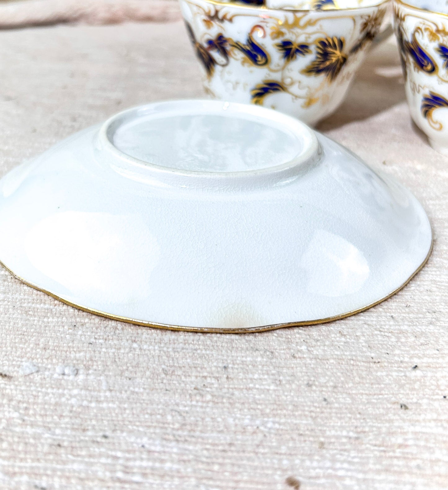 Antique Porcelain Cobalt & Gold Tea Cup Set x4