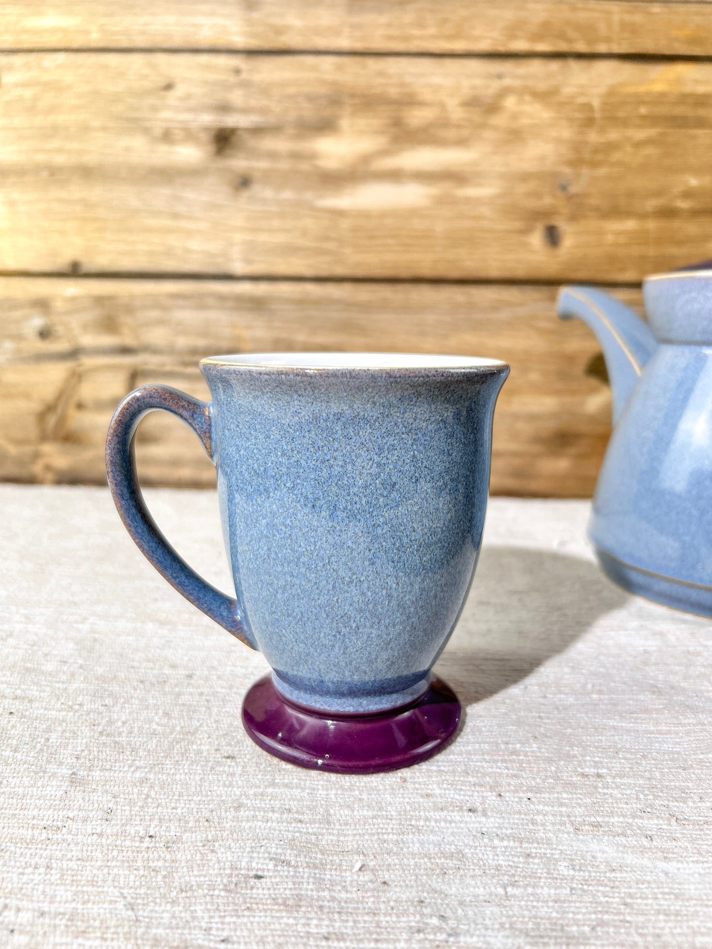 Denby Blue Storm Stoneware Teapot & Footed Mugs Selection