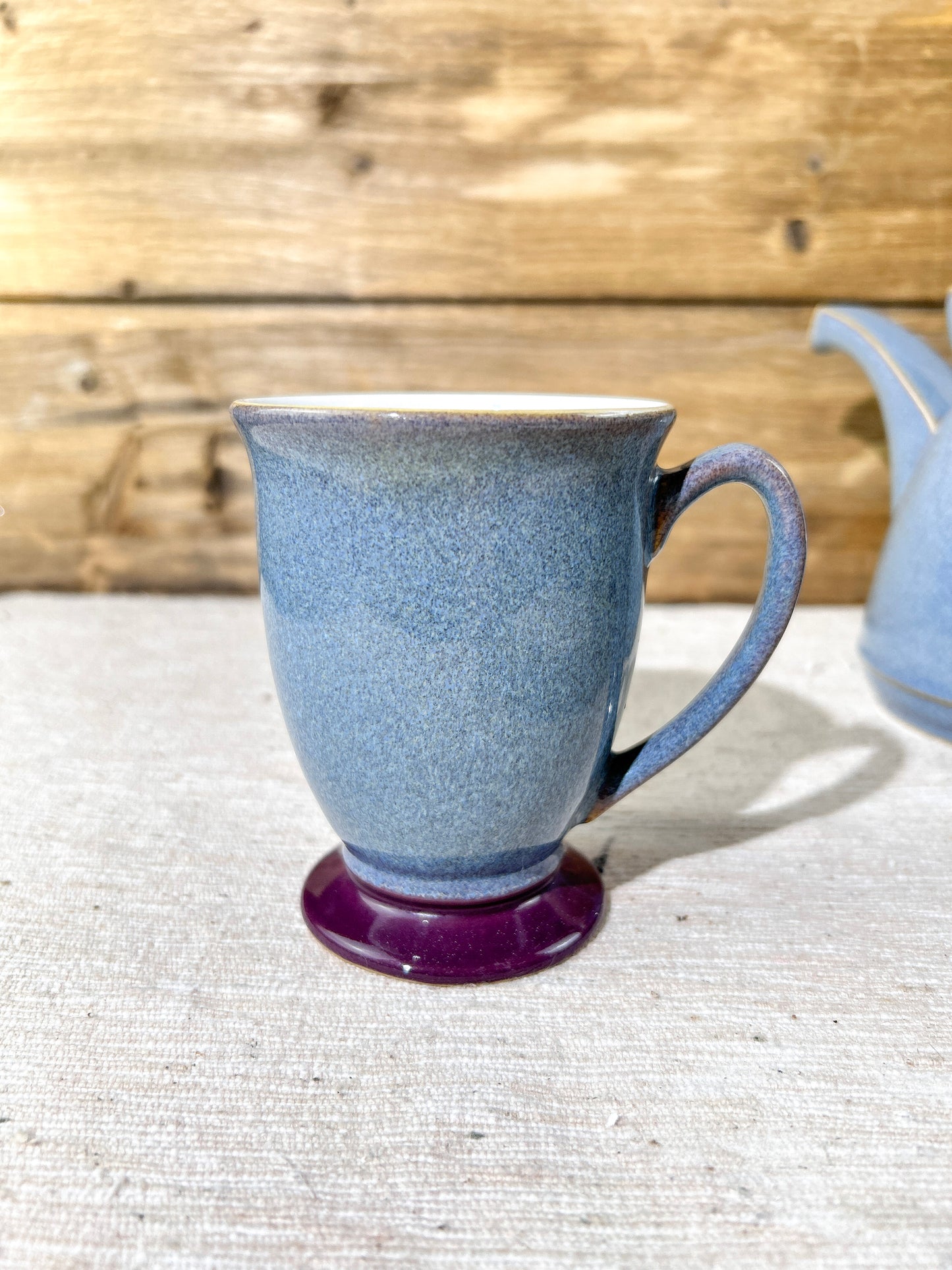 Denby Blue Storm Stoneware Teapot & Footed Mugs Selection