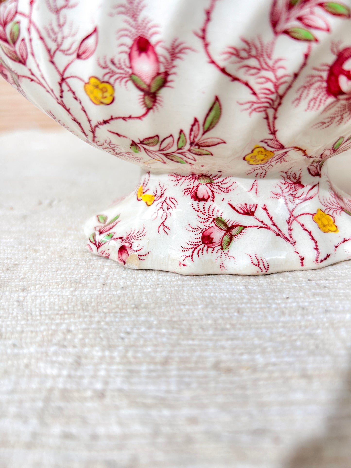 Copeland Spode Rosebud Chintz Pink Tea Cup Set Gravy Creamer Sugar & Bowls