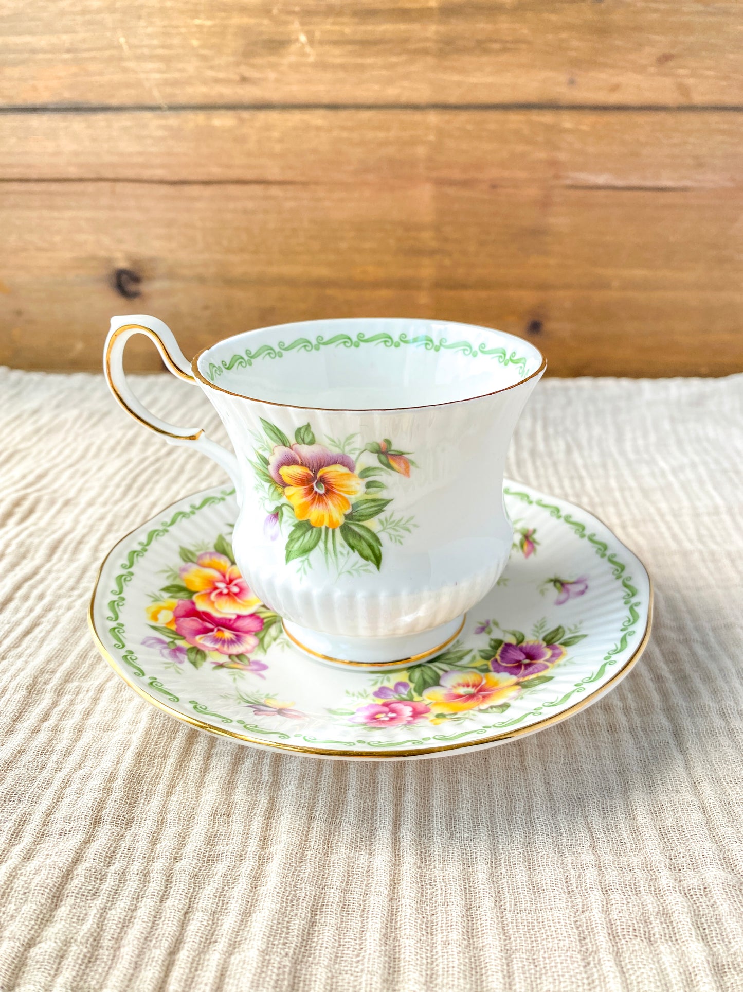 Vintage Queen's Rosina China Co Special Flowers August Pansy Teacup and Saucer