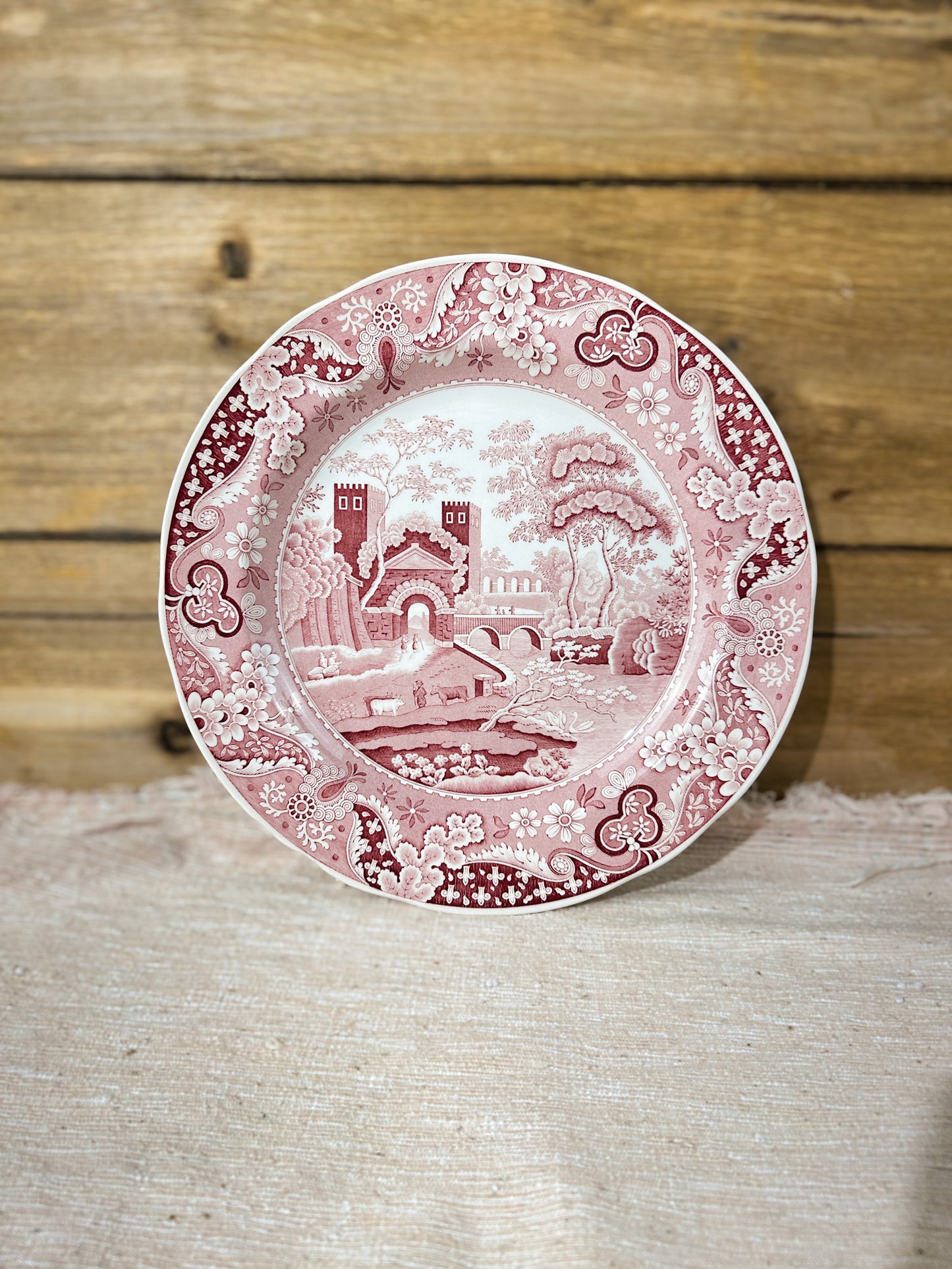 Spode Archive Collection Red & White Plate Aesop's Fables Castle