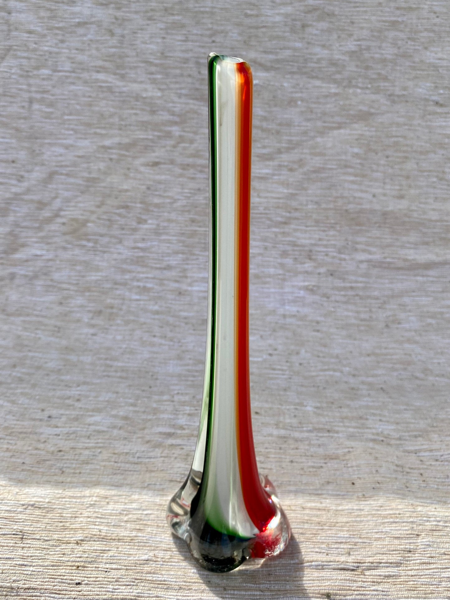 Vintage Fluted Murano Style Art Glass Vase