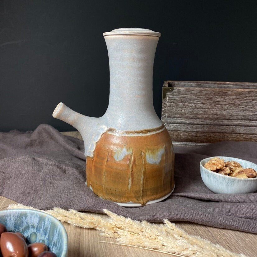 Signed Stoneware Nuka Glaze Pot with Stopper