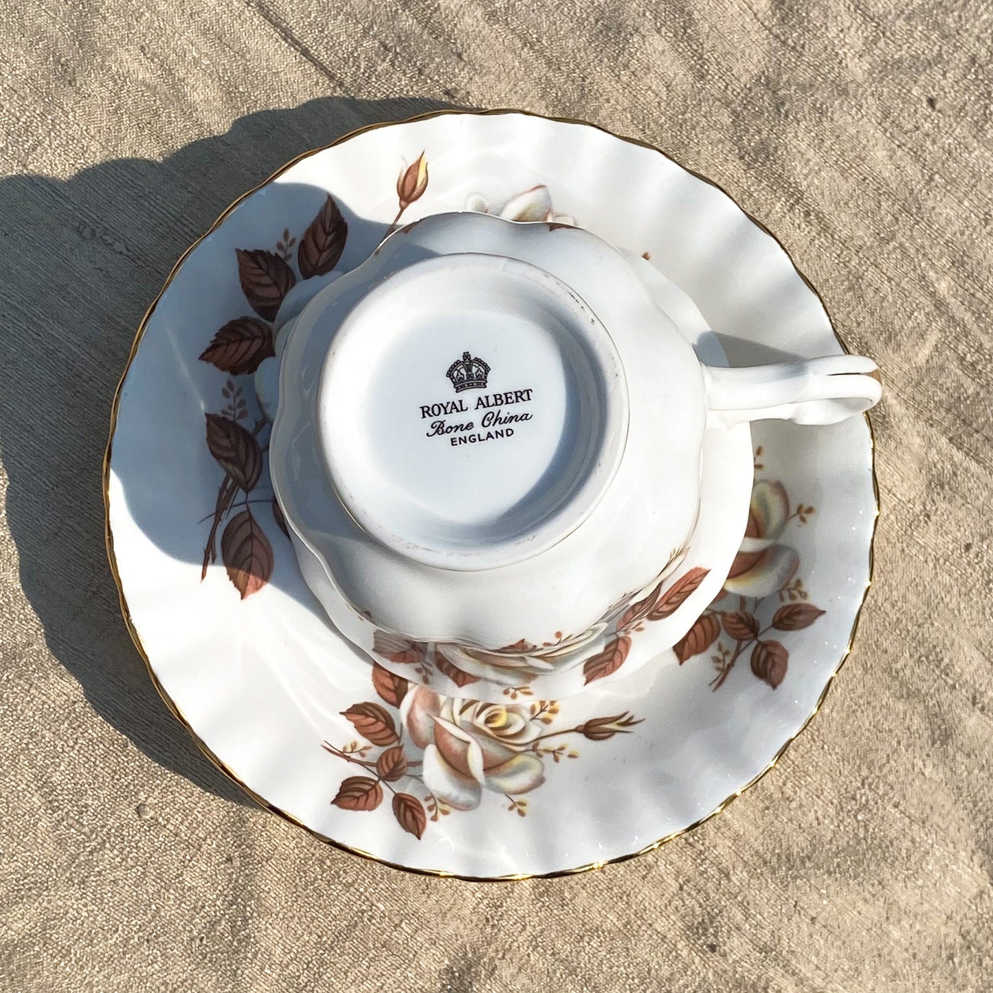 Royal Albert Teacup and Saucer White Roses