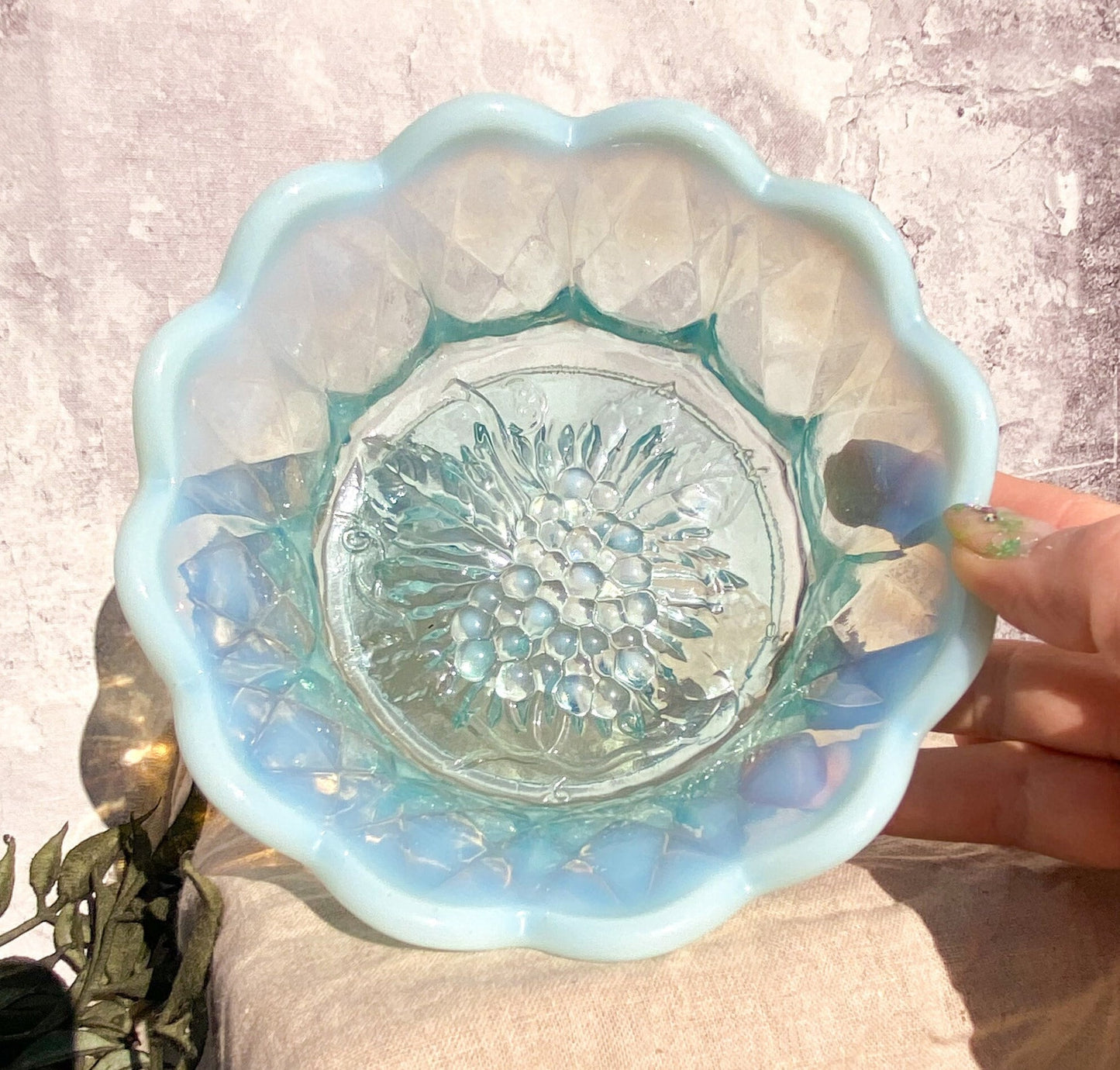 Antique Blue Opalescent EAPG Jefferson Glass Bowl