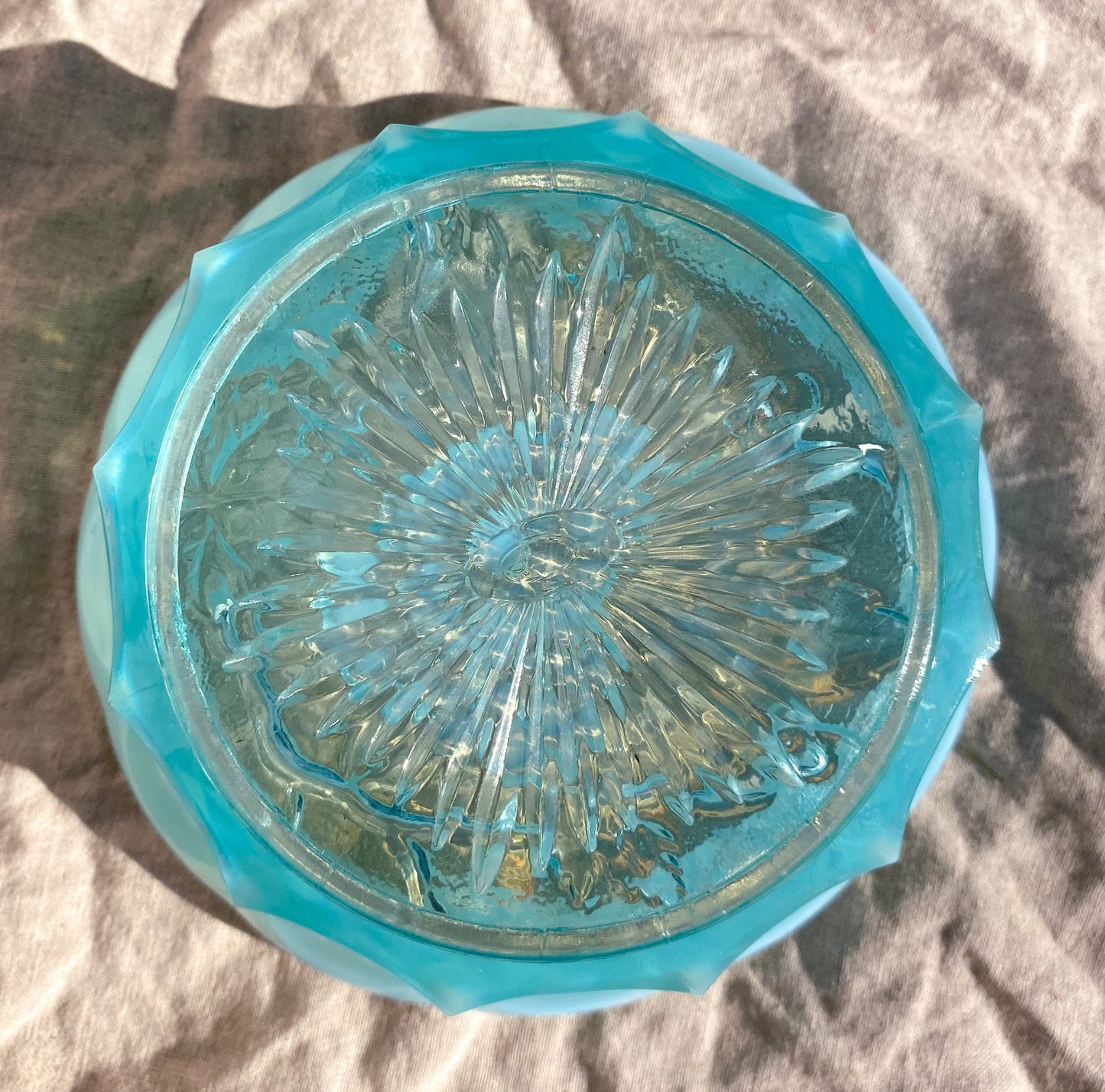 Antique Blue Opalescent EAPG Jefferson Glass Bowl