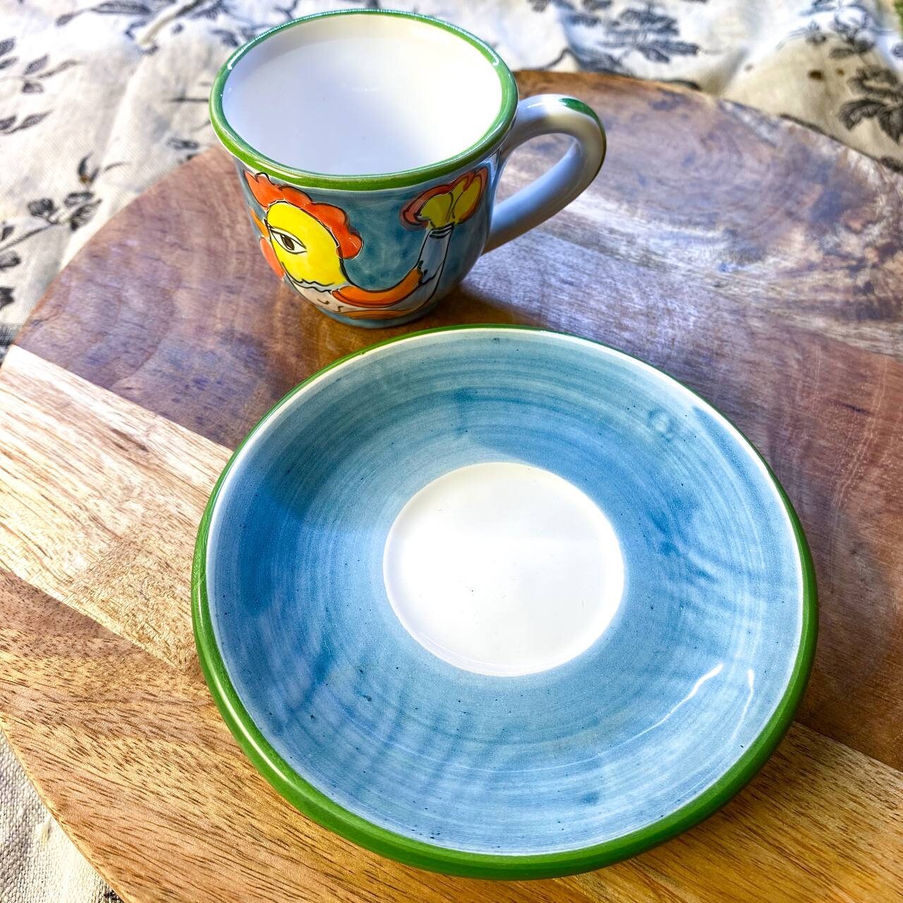 Maiolica Espresso Cup and Saucer Set Desuir Italy