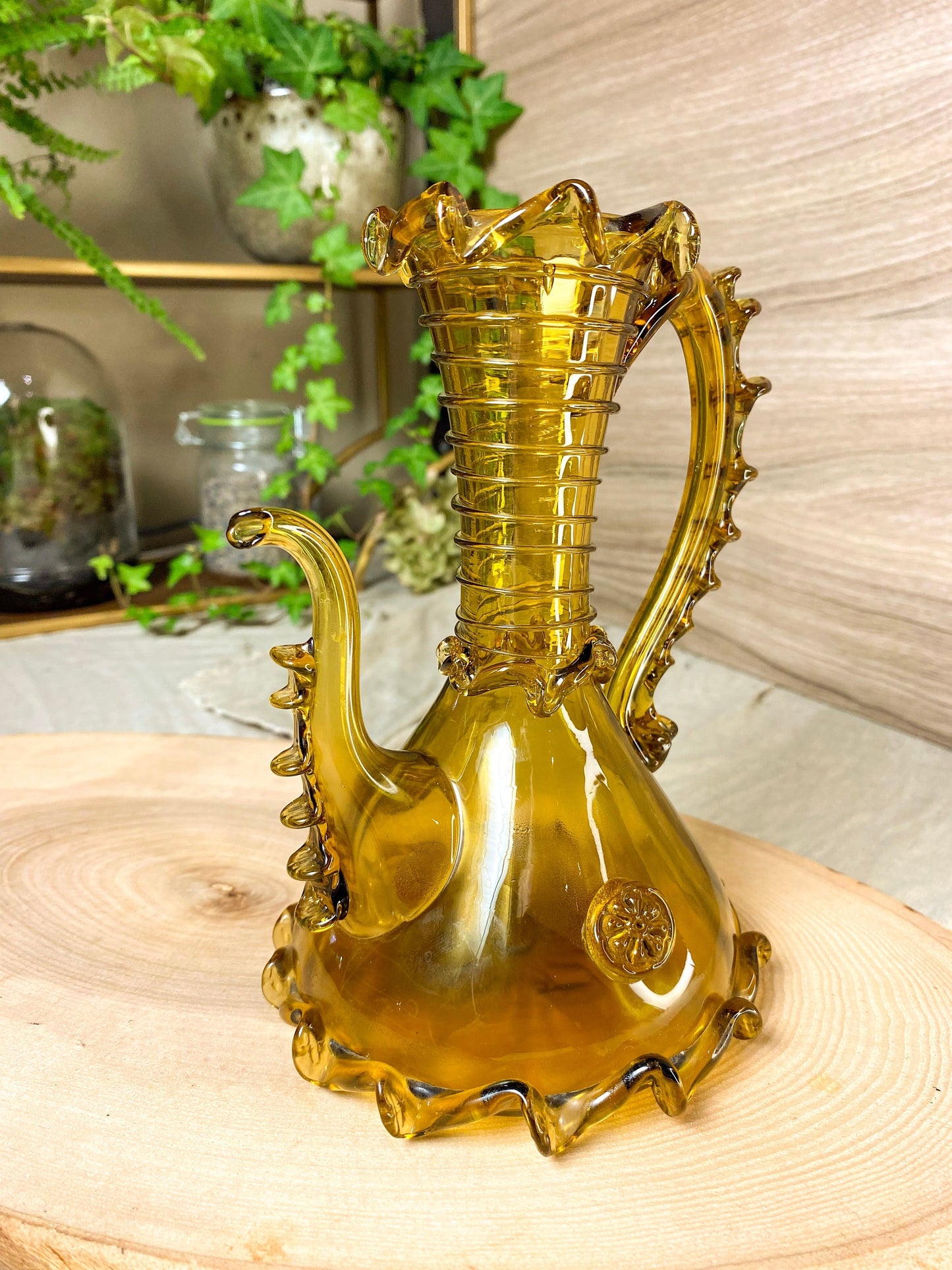 Vintage Gordiola Spanish Glass Oil Cruet