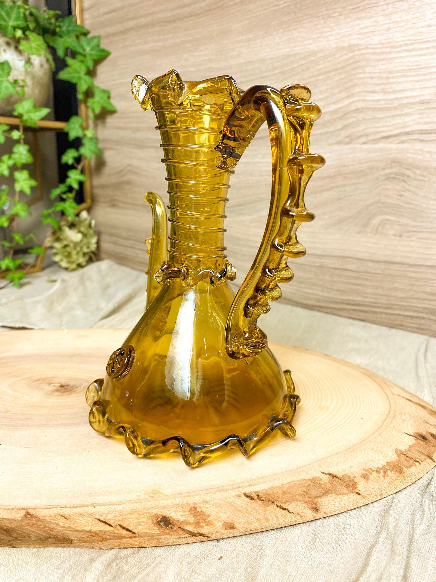 Vintage Gordiola Spanish Glass Oil Cruet