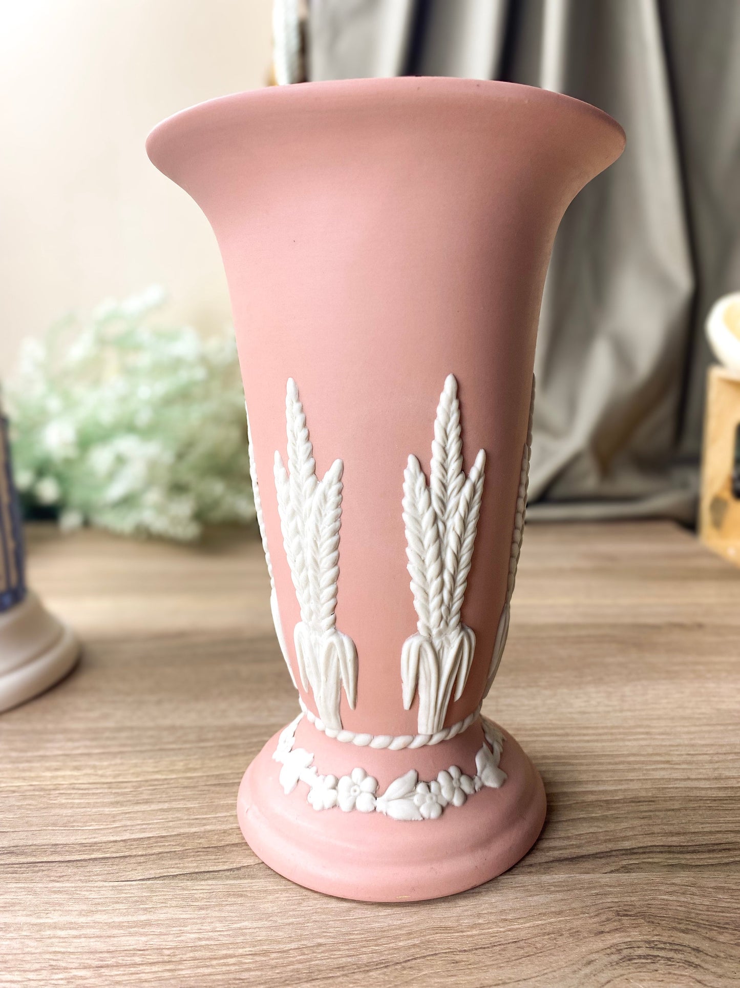 Vintage ECanada Jasperware Vase White+Blue  and White+Pink