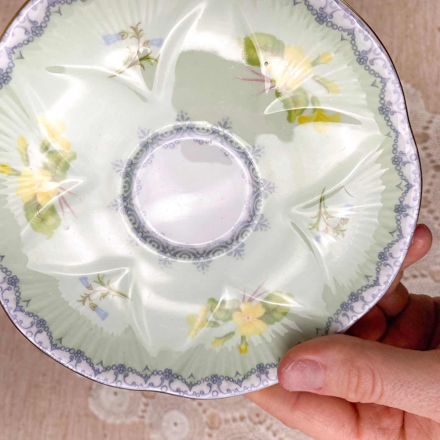 Shelley Primrose Mint Green Preloved Teacup and Saucer