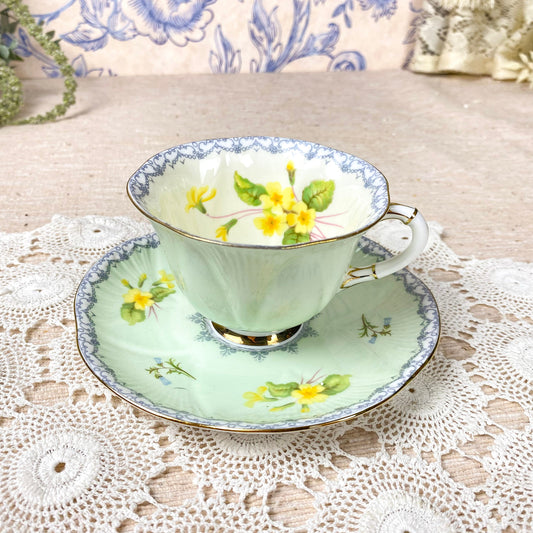 Shelley Primrose Mint Green Preloved Teacup and Saucer