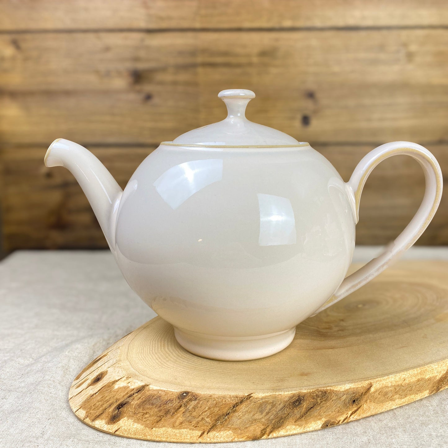 Denby Langley Stoneware Natural Pearl Teapot with Lid