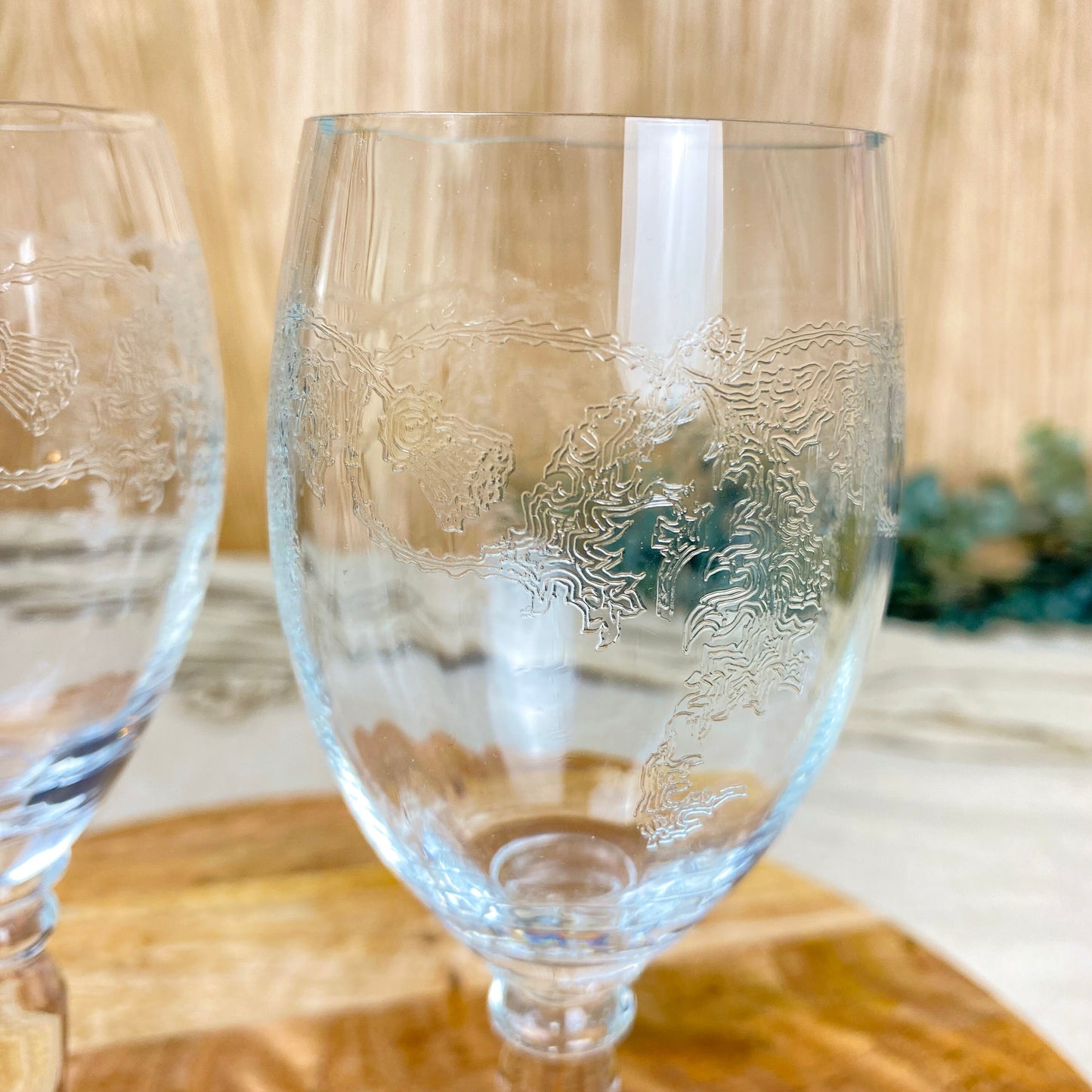 Bohemia Crystal Etched Thistle Handmade Glasses