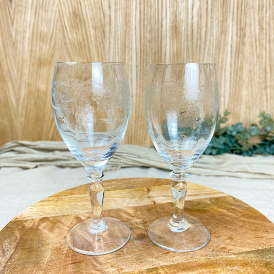 Bohemia Crystal Etched Thistle Handmade Glasses