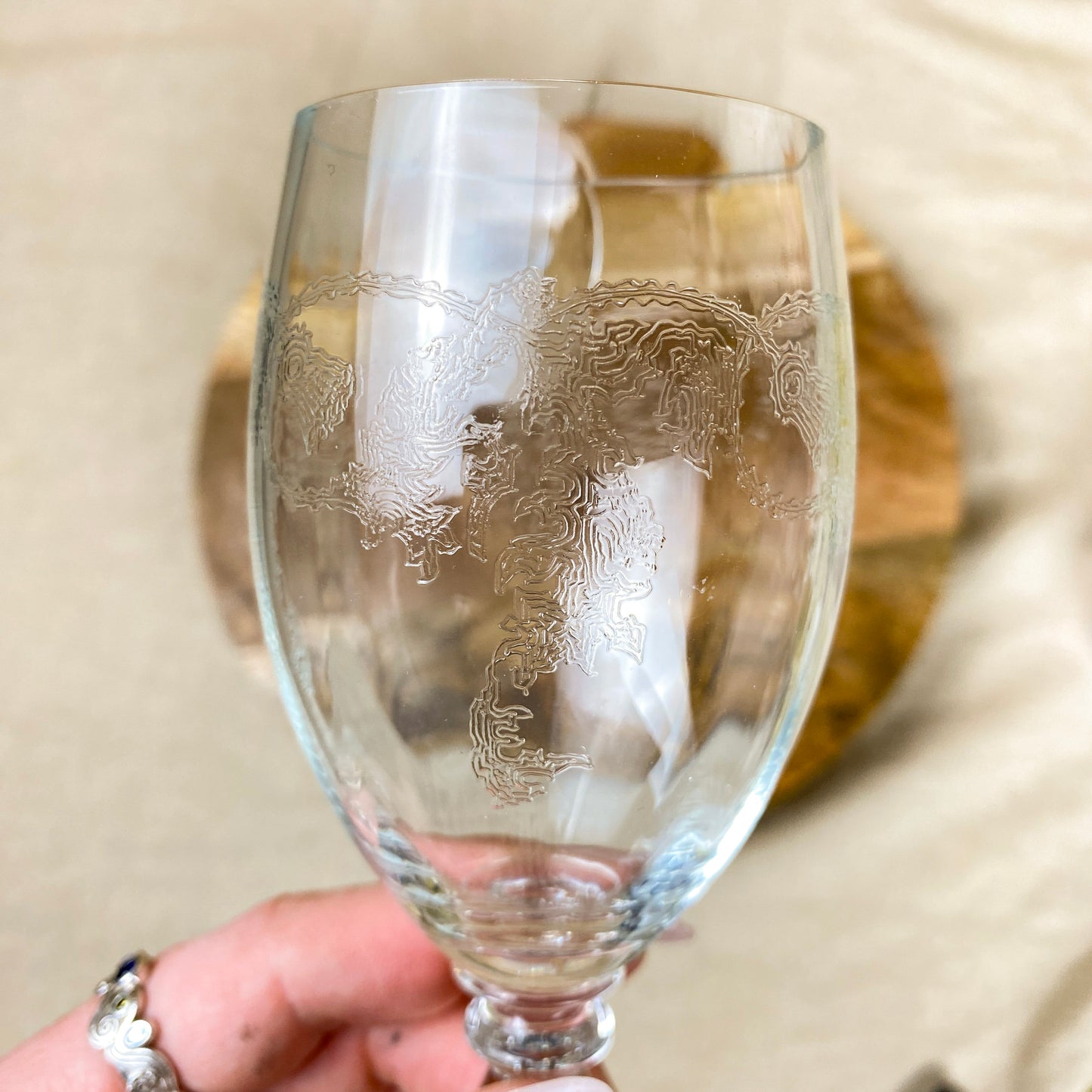 Bohemia Crystal Etched Thistle Handmade Glasses