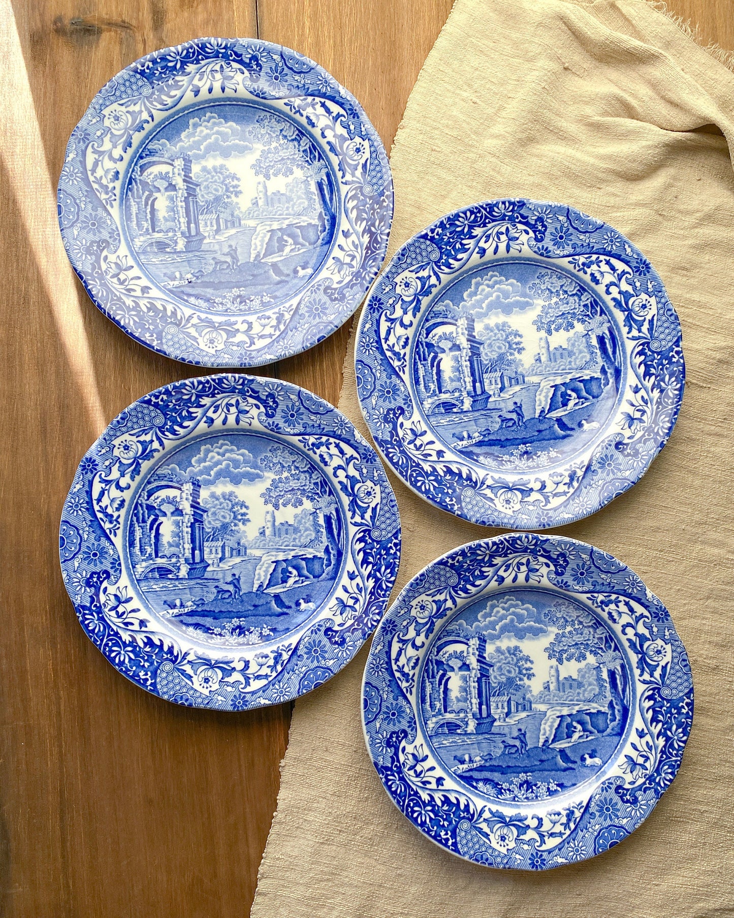 Spode Blue Italian Bread Plates England C. 1816 K