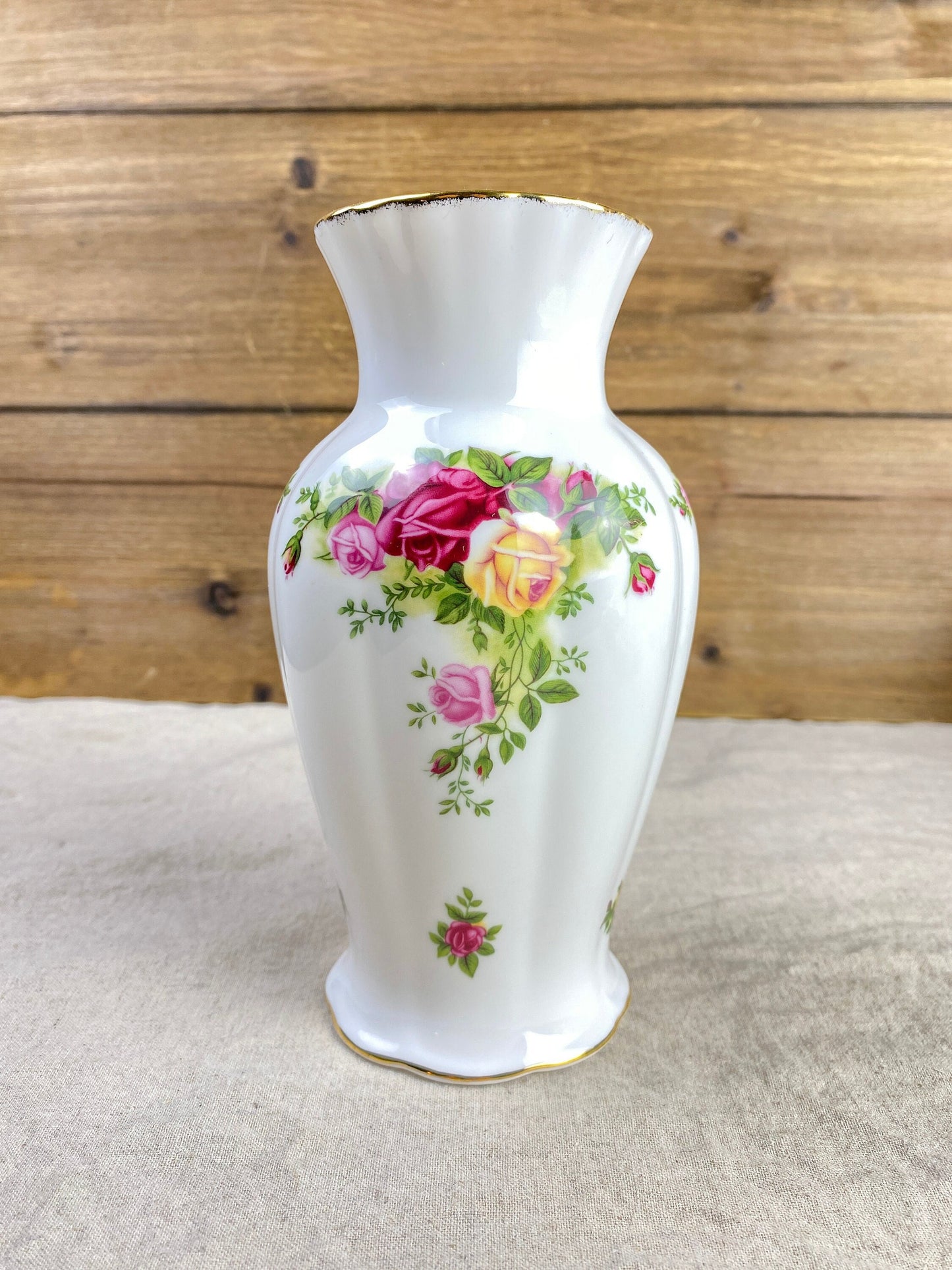 Royal Albert Old Country Roses White Bone China Floral Vase