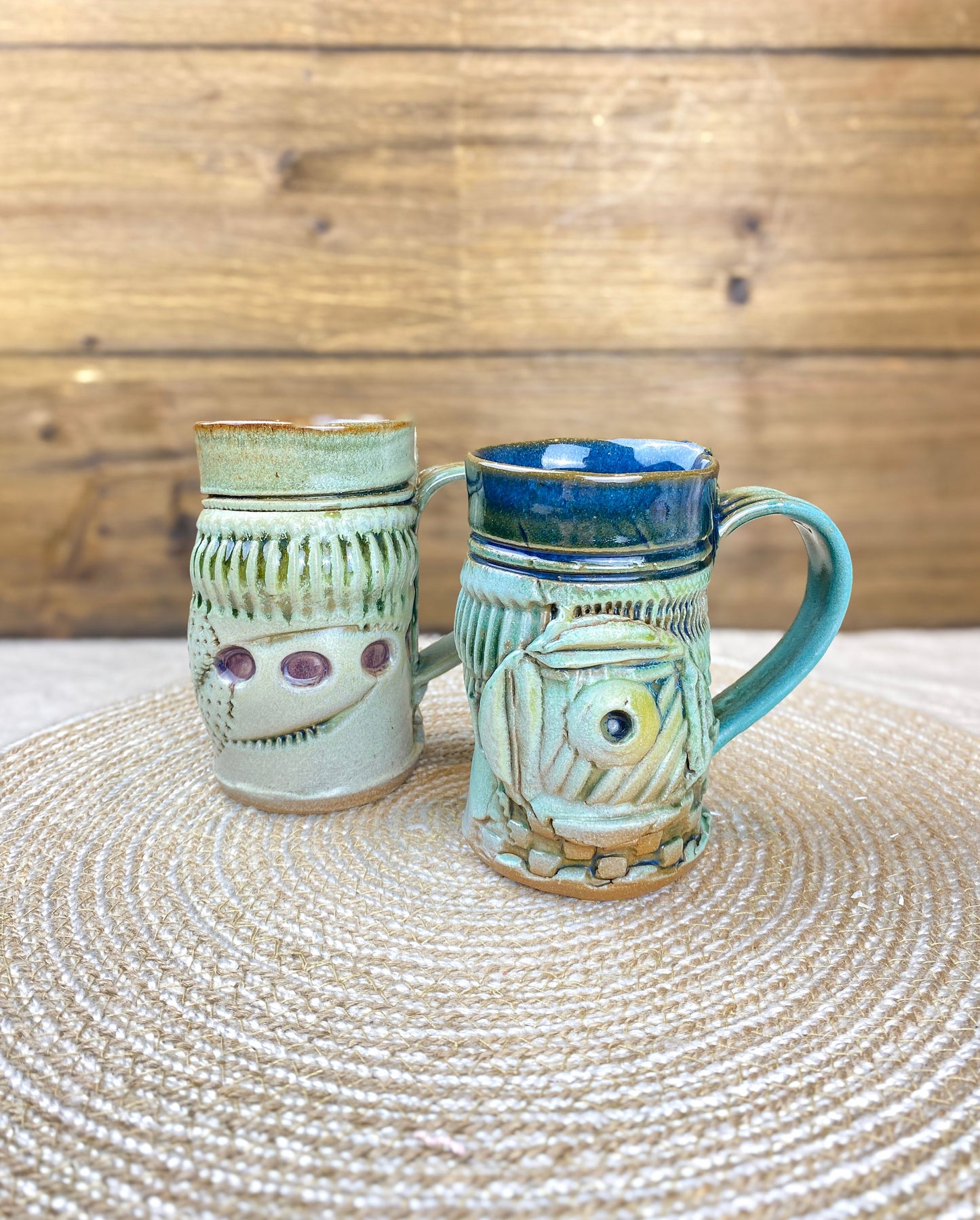 Vintage Hand Built Sandy Blain Studio Pottery Mugs