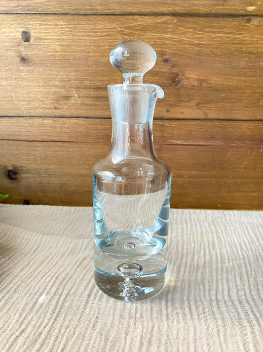 Vintage Heavy Glass Decanter with Stopper & Controlled Bubble