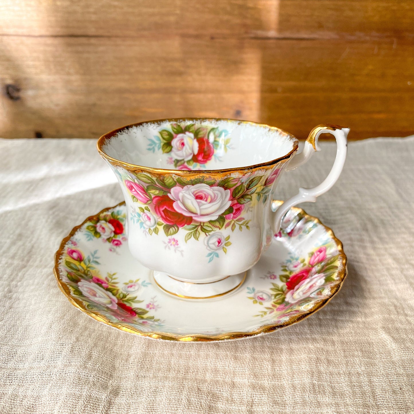 Vintage Royal Albert Celebration 1970 Roses Bone China Teacup & Saucer