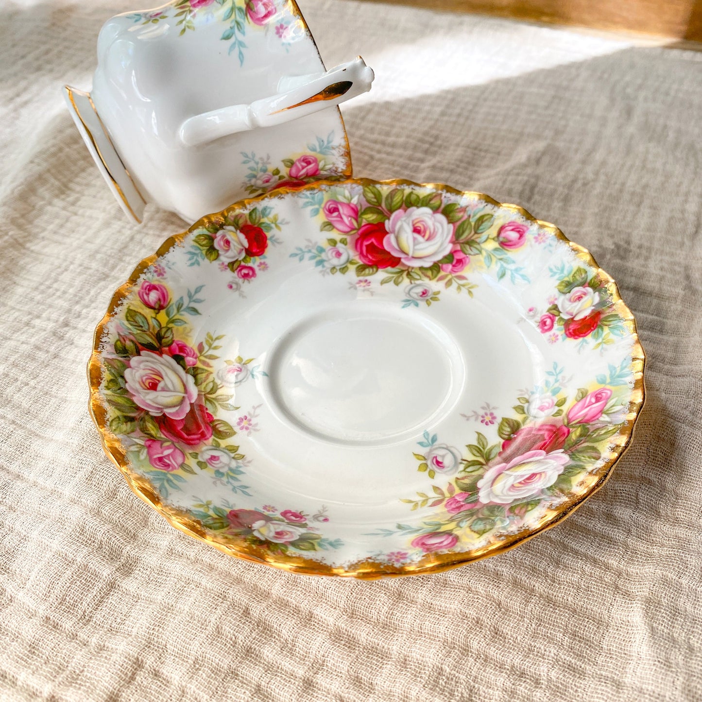 Vintage Royal Albert Celebration 1970 Roses Bone China Teacup & Saucer