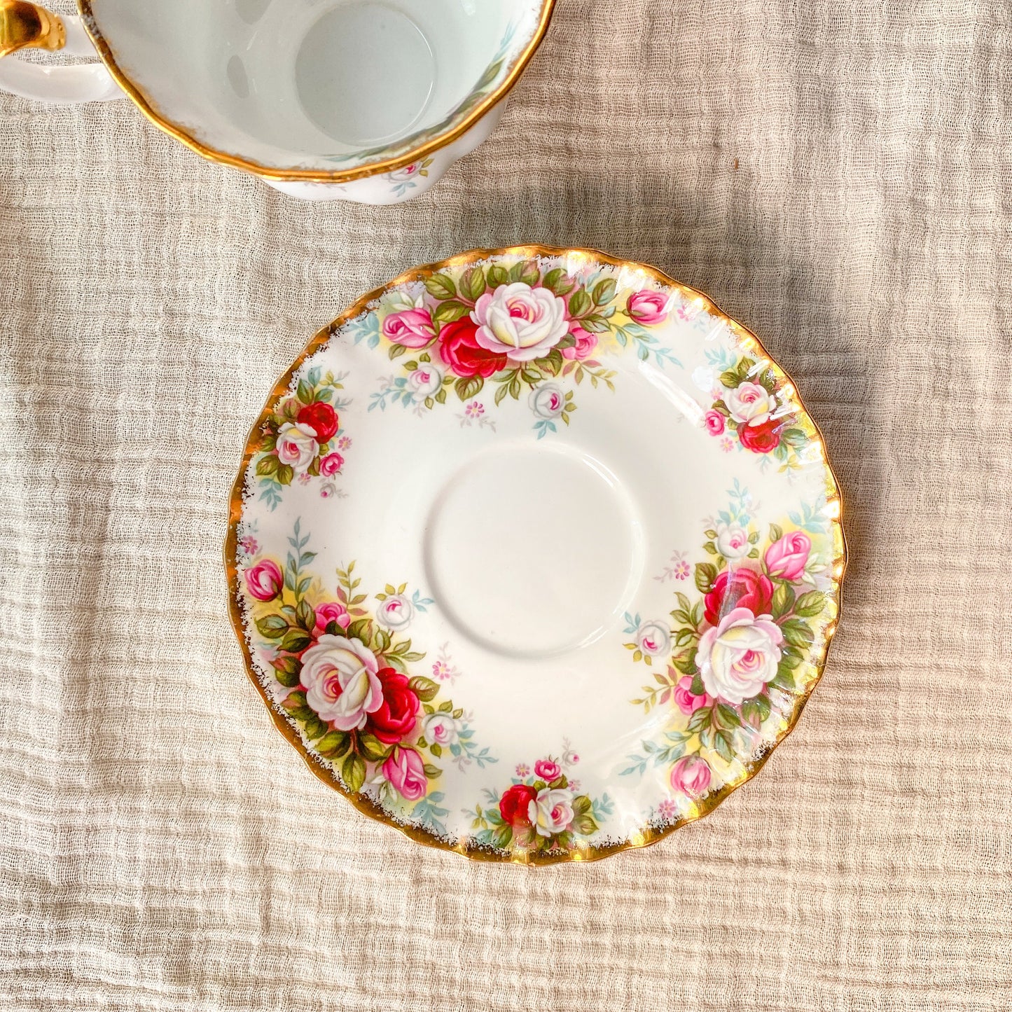 Vintage Royal Albert Celebration 1970 Roses Bone China Teacup & Saucer