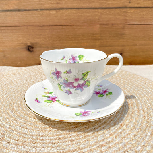 Royal Albert Dainty Violets Bone China Teacup & Saucer Set