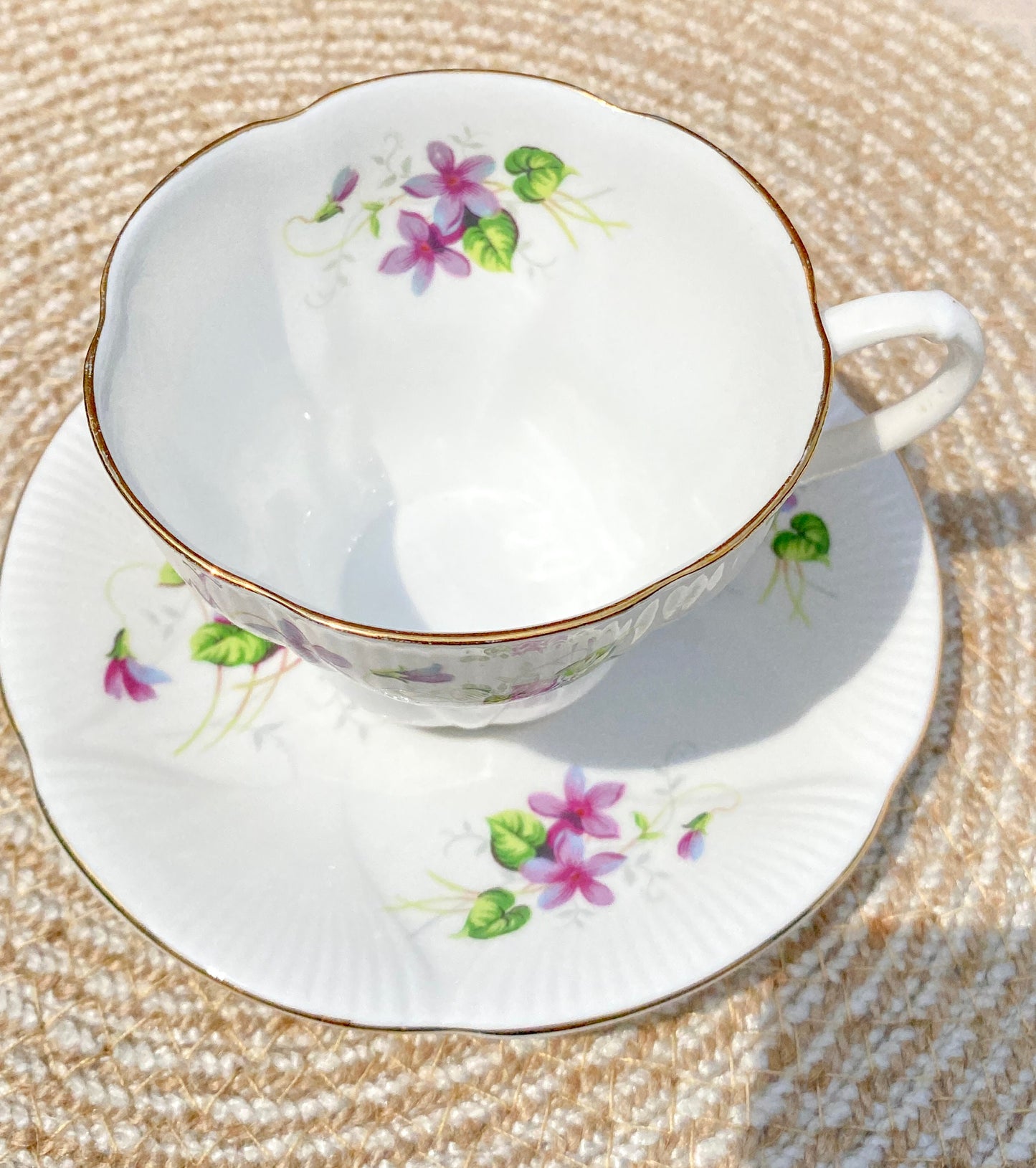 Royal Albert Dainty Violets Bone China Teacup & Saucer Set