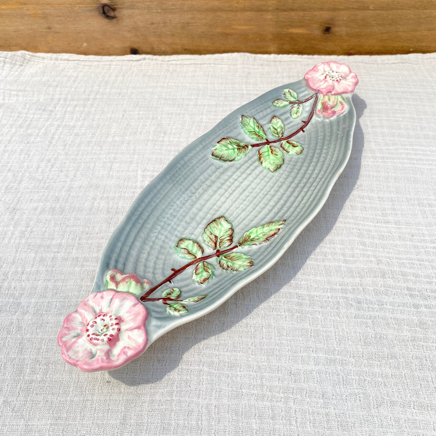 Shorter & Sons Genuine Staffordshire Floral Anemone Platter Grey and Pink