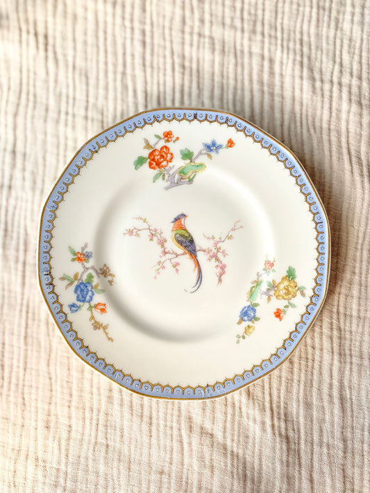 Vintage Limoges Porcelain Gold Gilt Bird Decor Side Plates 2 Sizes