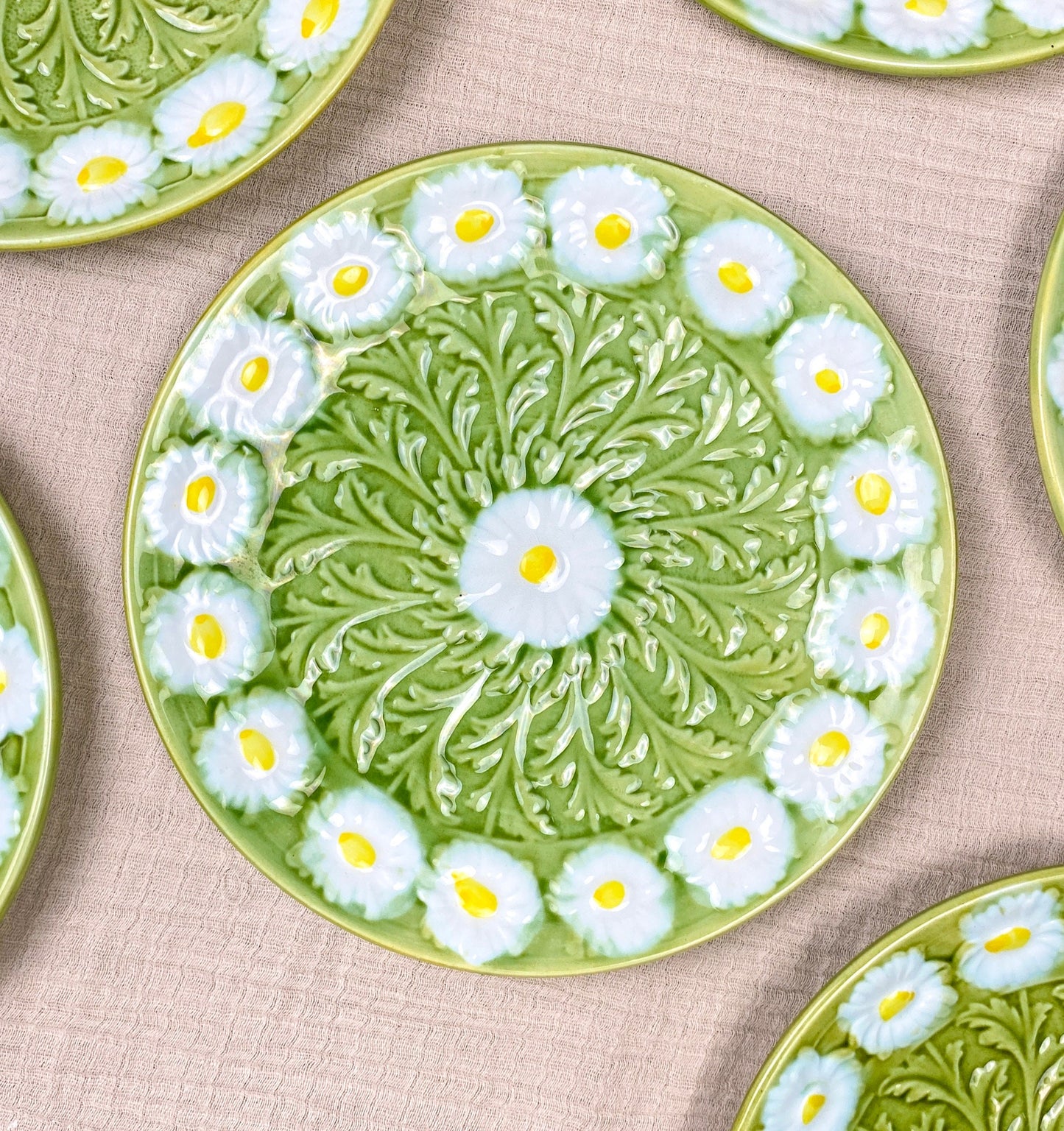 SMF Schramberg Germany Majolica Daisies Plate Antique 5 8