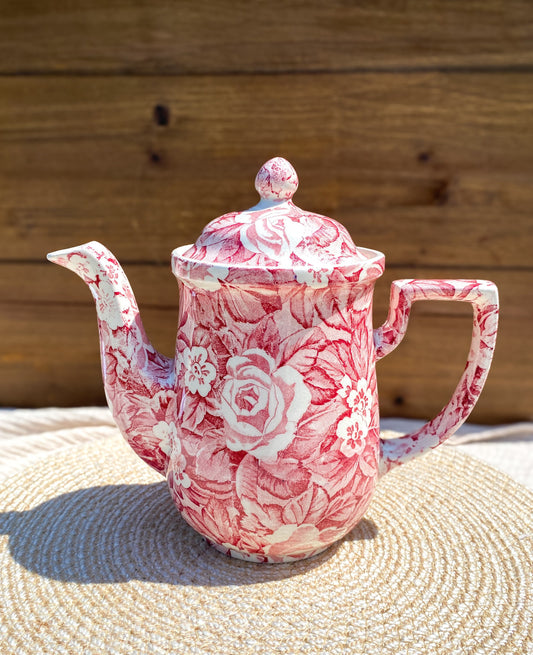 Vintage Burleigh Victorian Chintz  Coffee Pot with Lid Staffordshire England