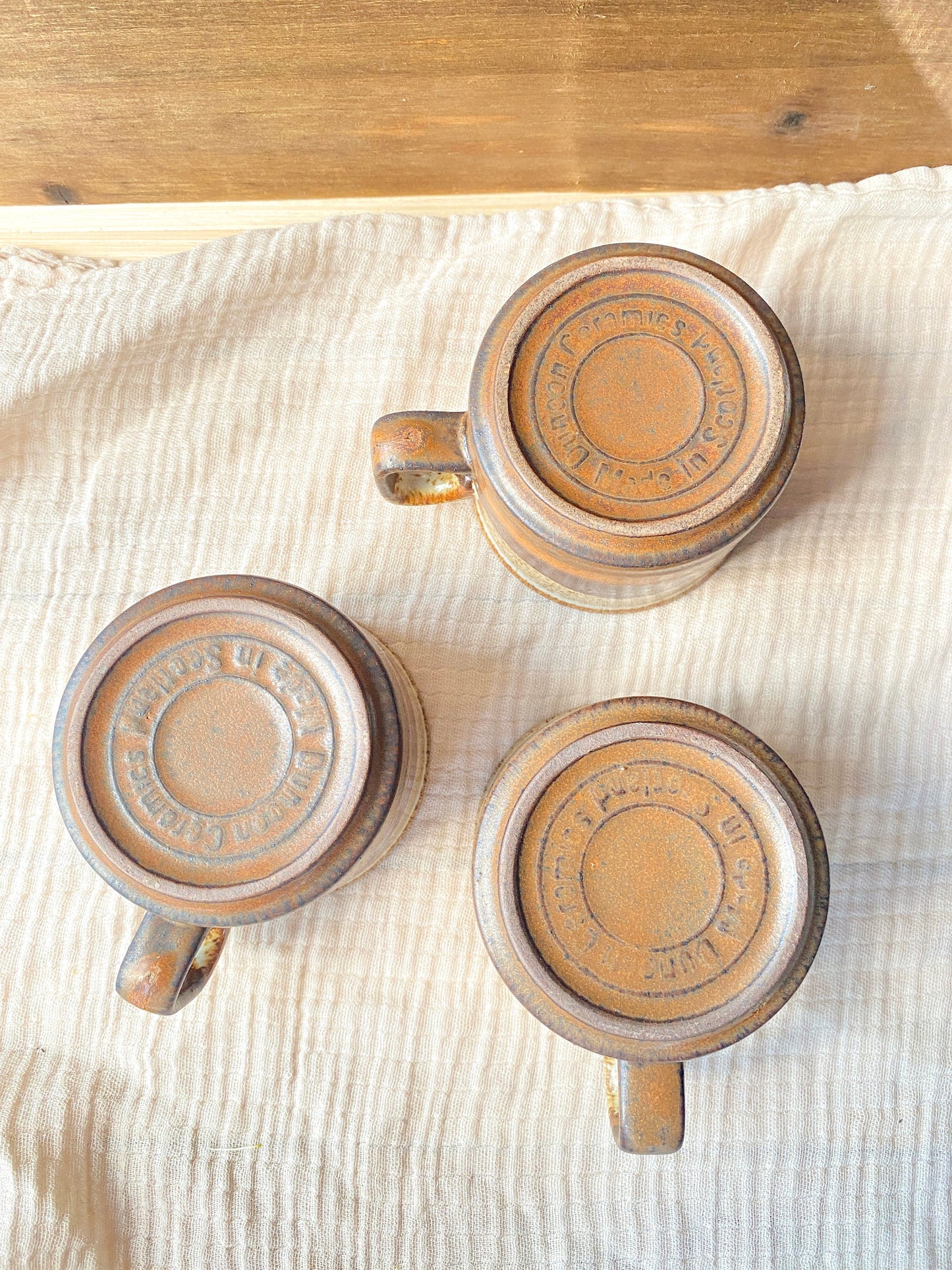 Vintage Dunoon Ceramics Short Stoneware Mugs x 3