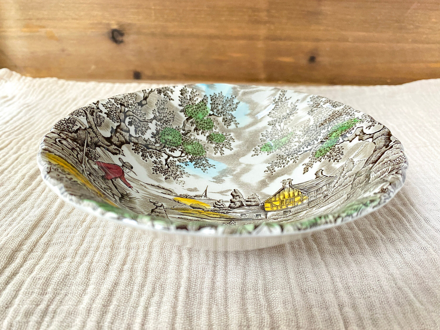 Vintage Myott The Hunter Bowl Hand Engraved Transferware Made in England