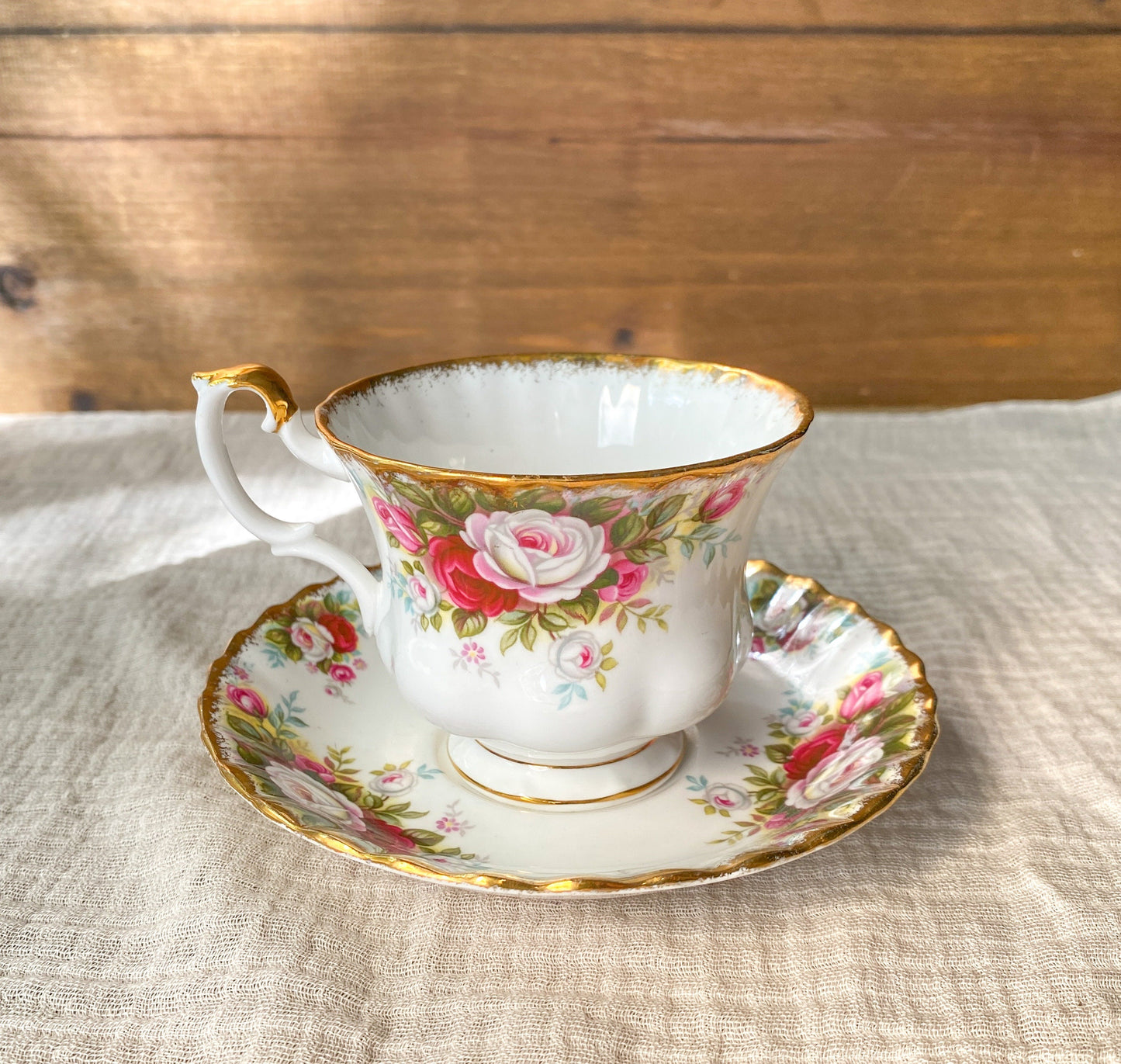 Vintage Royal Albert Celebration 1970 Roses Bone China Teacup & Saucer