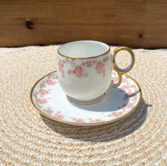 Vintage Limoges France Bridal Wreath Demitasse Cup & Saucer