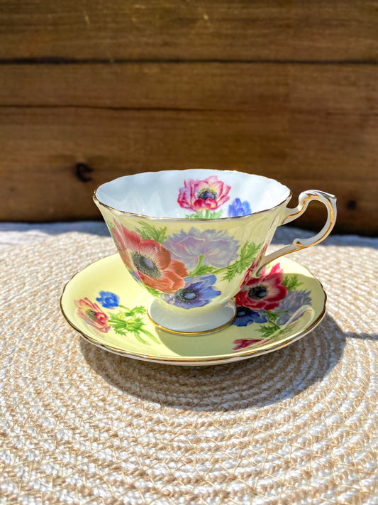 Vintage Paragon Anemones Bone China Teacup & Saucer