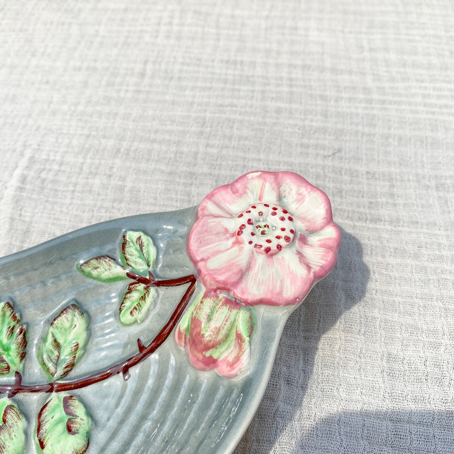 Shorter & Sons Genuine Staffordshire Floral Anemone Platter Grey and Pink