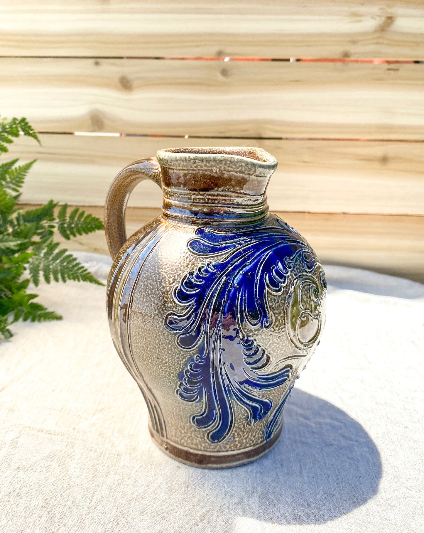 Vintage Handarbeit Salt Glaze Arts & Crafts Pottery Pitcher Jug