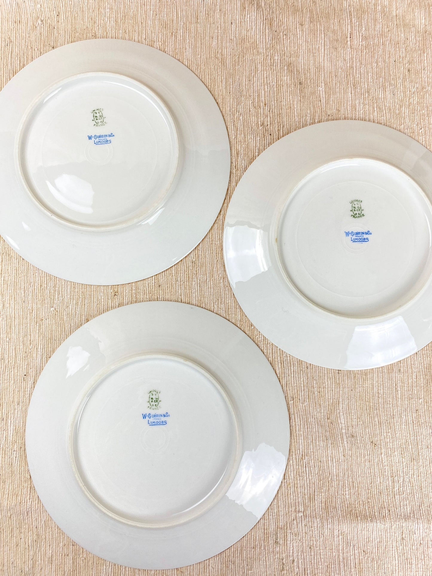 Limoges WG & Co Guerin White Antique Porcelain Plate Set